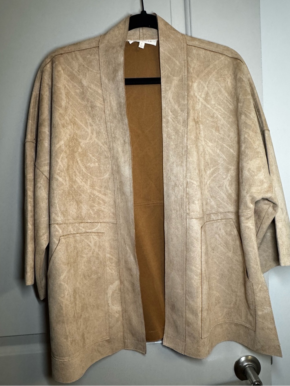 Solitaire Open-Front Cream Suede-Look Jacket